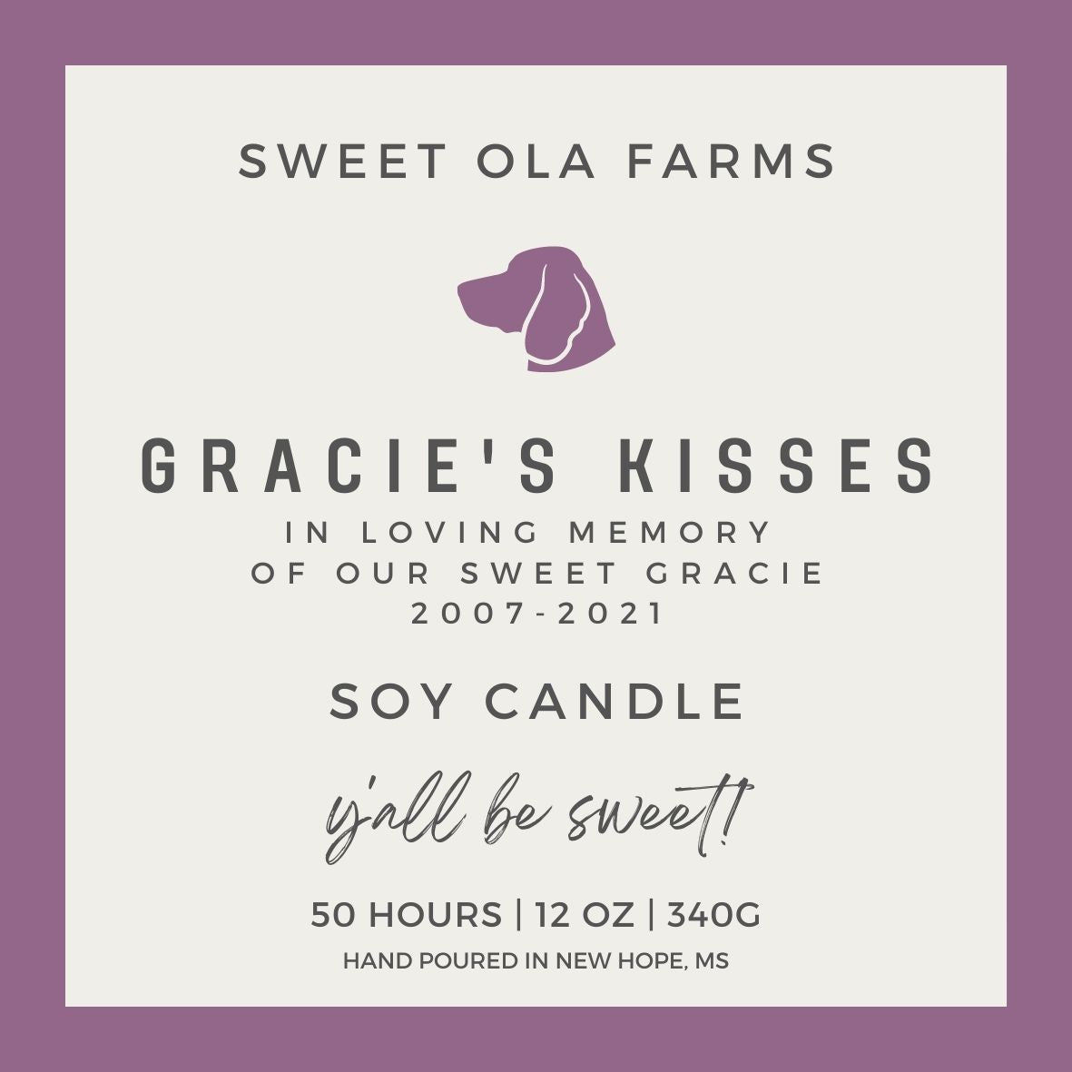 Gracie's Kisses - Hand Poured Soy Candle